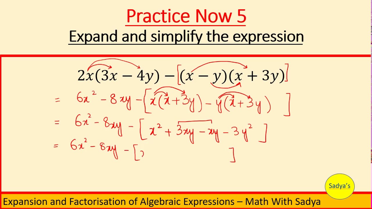 Expansion And Factorization Of Algebraic Expression | Practice Now 5 ...