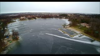 Warunki lodowe jezioro Kisajno - z ziemi i drona - 2019.02.23., niebezpieczny lód.