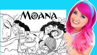 Coloring Moana and Maui, Pua \u0026 Te Ka Coloring Pages | Prismacolor Markers \u0026 Crayola Crayons