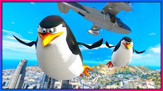 Penguins of Madagascar Came to Los Santos!! (GTA 5 Mods Gameplay)