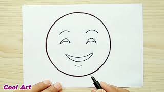 How to draw happy face emoji😊😊 Smiley face drawing emoji😄😇 kids easy drawing🥰🥰 emoji day drawing😄😄
