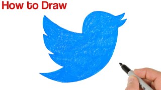 How to Draw Twitter Logo Easy art Tutorial