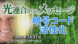 【光連合】光連合からのメッセージ2022年7月31日～ブロッサムグッドチャイルドを通して～暗号コード活性化は、内なる魂が特定の光の周波数に到達する事で起こります。楽しい人になる事で、活性化される