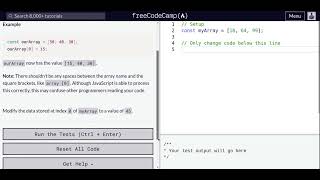 Lesson 42 | Basic JavaScript | Modify Array Data With Indexes