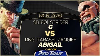 SonicBoxx 801 Strider (G) vs DNG Itabashi Zangief (Abigail) - NCR 2019 - Day 1 Pools - CPT 2019