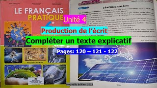 unité4 Production de l'écrit compléter un texte explicatif 120 121 122 6ème année primaire