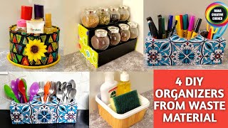 4 Simple Home hacks,organizers | Waste material reuse ideas | No Cost Home Organization Ideas