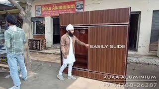 Aluminium Wardrobe | Sliding wardrobe | Wood colour Aluminium wardrobe | Full Waterproof