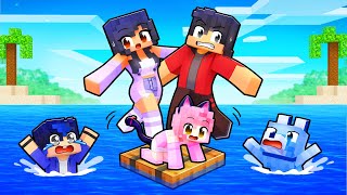 Playing as a FAMILY on a RAFT in Minecraft!