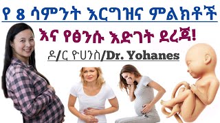 የእርግዝና የመጀመሪያ 8 ሳምንታት ምልክቶች እና ፅንሱ የሚያድግበት ሁኔታ| 8 weeks pregnancy sign and fetal development