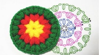 クリスマスカラーの玉編みのコースター【かぎ針編み】How to Crochet Coaster