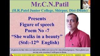 figure of speech :-She walks in beauty (poem no 7) 12th Std