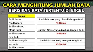 Cara Menghitung Jumlah Data Yang Berisi Kata Tertentu di Excel