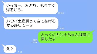 【LINE】「3時間だけｗ」と嘘をつき私に子供を預けて1週間ハワイ旅行に行ったママ友→帰国時、好き勝手したDQN女にある事実を伝えると…ｗ