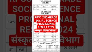 RPSC 2ND GRADE SOCIAL SCIENCE PROVISIONAL RESULT 2024 (SANSKRIT EDU.) || SST CUT OFF MARKS 2024