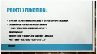 Output function in python/print()/main function/tamil