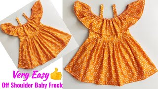 Very Easy Off Shoulder Baby Frock Cutting and Stitching| Baby Frock cutting and stitching