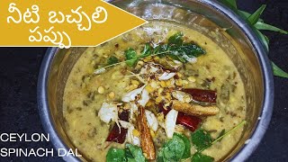 ceylon spinach dal ||నీటి బచ్చలి కూర హైబ్రిడ్ స్పినాచ్ పప్పు A,c vitamins||