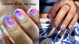 Stunning Colorful Marble Nail Design Tutorial | 💅Vibrant Marble Nail Design for Beginners😍