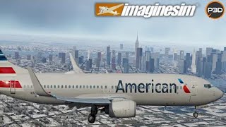 P3D V5.3 | MAX braking action into LaGuardia (KLGA) | American B738