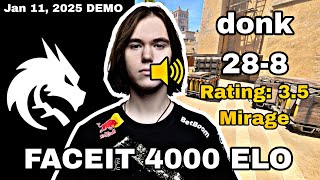 donk plays Mirage 28-8 FACEIT 4000 ELO rating 3.5 (FACEIT 2.0‎) Jan 11, 2025 CS2 DEMO