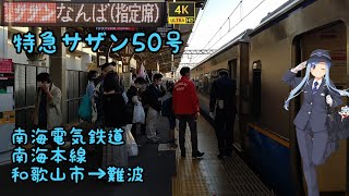 [側面展望]南海電気鉄道 南海本線 特急サザン50号 和歌山市→難波