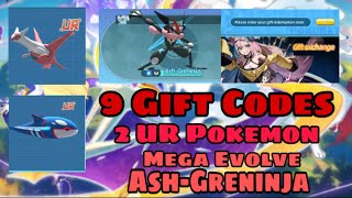 New game Using 9 Gift CODE | Getting 2 UR Pokémon and Ash-Greninja | Ultra-Era Pet