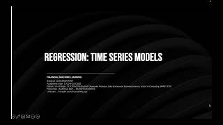 Regression: Time Series Models - Part 2 - Financial Machine Learning | SRM