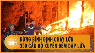 Rừng Bình Định cháy lớn, 300 cán bộ xuyên đêm dập lửa