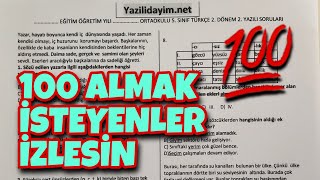 5.Sınıf Türkçe 2.Dönem 2.Yazılı