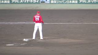 R1.07.07　1回裏　1死1・2塁　床田が糸井を併殺打に抑える　ﾀ阪神×広島　甲子園