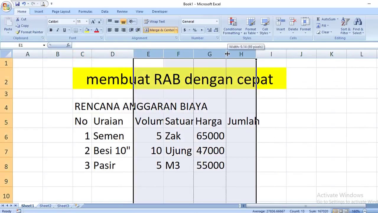 Cara Membuat RAB Dengan Microsoft Excel - YouTube