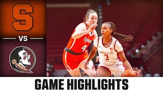 Syracuse vs. Florida State Game Highlights | 2024-25 ACC Women's Basketball