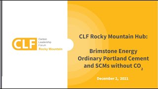 Dec 2021 - Brimstone Energy Ordinary Portland Cement and SCMs without CO2