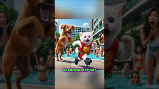 Cat’s Day with Grandma and Poolside Pranks 🐱🐕#catstory #cat #catvideos #meow