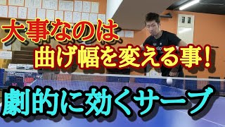 【卓球】２種類の横上回転サーブで相手にミスをさせるコツ！