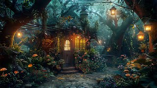 Mysterious Cottage in Witch Forest | Magical Fantasy Music \u0026 Night Ambience | Deep Sleep, Relaxes