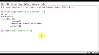 python program to reverse n digit number using While loop