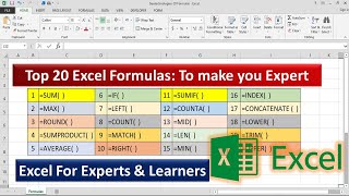 Top 20 Formulas in Microsoft Excel for Beginners and Experts