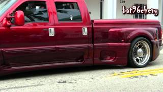 Candy Red Ford F-350 KING RANCH Dually LOWERED on 24's, BEATING - 1080p HD