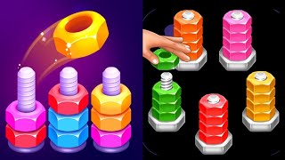 🌈 Clasifiquemos Tuercas y Tornillos Coloridos 🔴🔵🟡🟢 Rompecabezas de Colores #tornillos #Nutsort