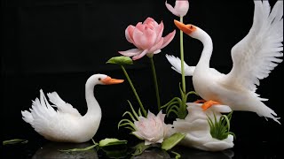 How to Make Radish Swan,Fruit and Vegetable Carving,Vegetable Craft,Design#handwork