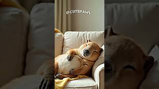 Nap Time Interrupted: Capybara Gets a Snack While Snoozing