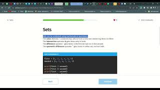 6 Sets | Python Intermediate | Sololearn