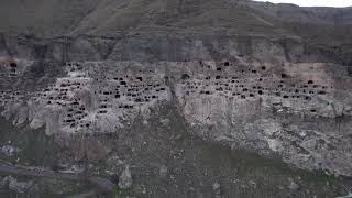 Vardzia Resort and Vardzia cave city drone footage