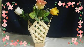 How to make flower vase with popsicle sticks| home decoration ideas