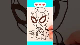 Dibuja y Colorea A SPIDERMAN CHIBI🕷️🕸️❤️#shorts #spiderman #chibi  #animeshorts #hombrearaña