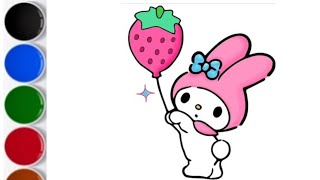 How to draw my melody💓💞 | Sanrio | melody colouring cute easy melody drawing tutorials| easy melody