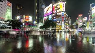 [4K] Timelapse during a rainy night at Shibuya Scramble Crossing (渋谷スクランブル交差点),  Tokyo, Japan
