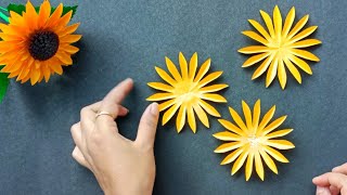 Beautiful Paper Sunflower Making Tutorial - DIY Paper Flower for Room Decoration - Paper Craft